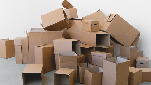 A pile of empty cardboard boxes