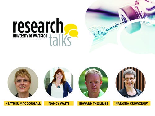 Poster for Research Talks with photos of the four speakers