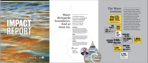 A three-page spread showing the Water Institute's report.