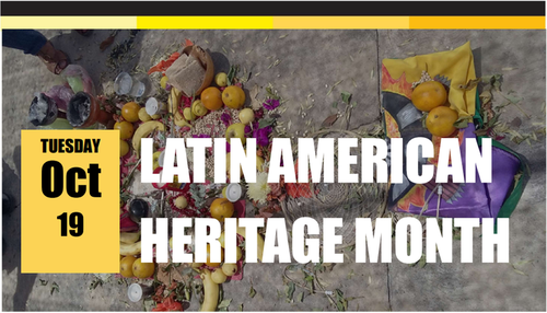 Latin American Heritage Month banner showing traditional food items