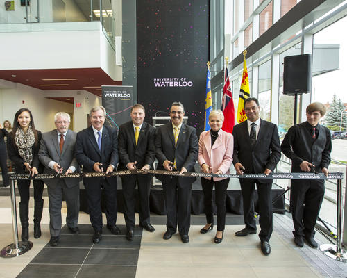 The 2012 ribbon cutting ceremony in the atrium of the Stratford Campus.