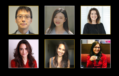 A collage of six graduating PhD students.