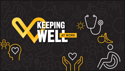 The Keeping Well at Work banner featuring health and wellness iconography.