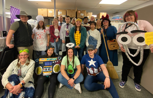 Co-operative and Experiential Education (CEE) Communications, Engagement and Digital Experience team dressed up in costumes for Halloween.
