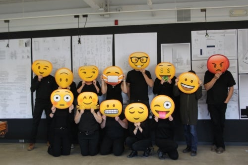 School of Architecture people wearing Emoji costumes.