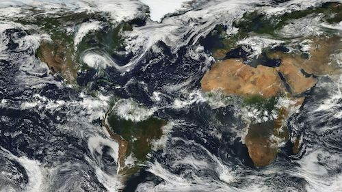 A satellite image of the planet Earth.