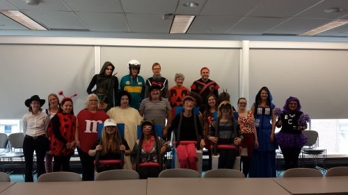 Staff from the Electrical and Computer Engineering department in Halloween costumes.