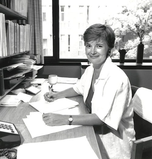 Professor Wendy Mitchinson in her office circa 1991.