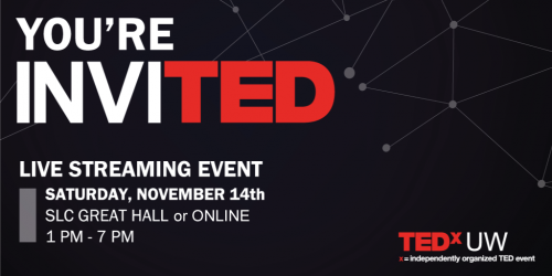 You're Invited TEDxUW logo.
