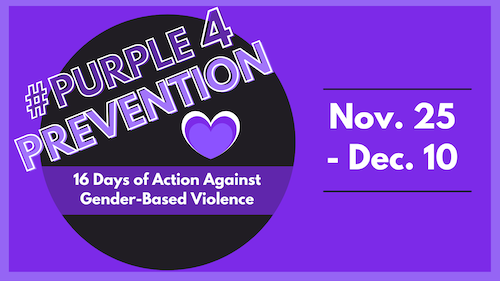 Purple 4 Prevention banner showing the colour purple.