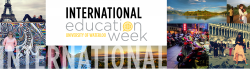 International Education Week banner featuring photos from around the world.