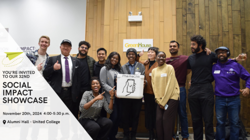 Social Impact Showcase participants gather for a group photo.