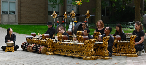 The Gamelan Ensemble performs in the Peter Russell Rock Garden.