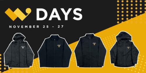 W Days banner featuring four jackets and vests.