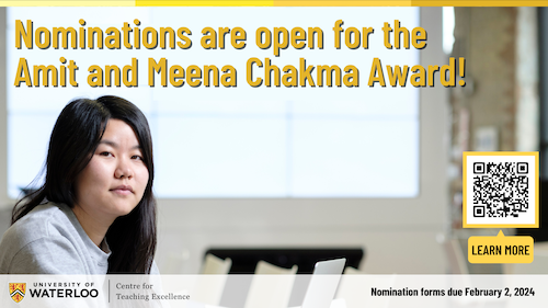 Amit and Meena Chakma Award banner featuring a student teacher.