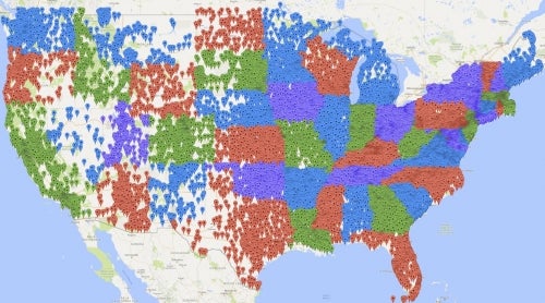 A map of the United States showing nearly 50,000 historical sites. It's a pretty crowded field.