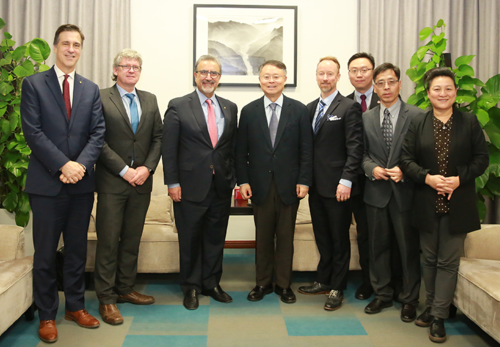 Members of the Waterloo delegation with representatives from Shanghai Tech.