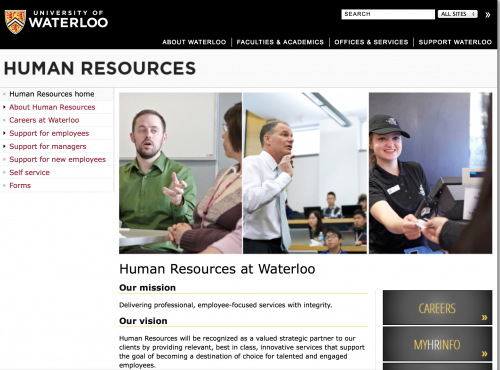 A screenshot of the new Human Resources homepage.