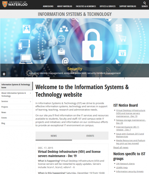 A screenshot of the responsive IST website.