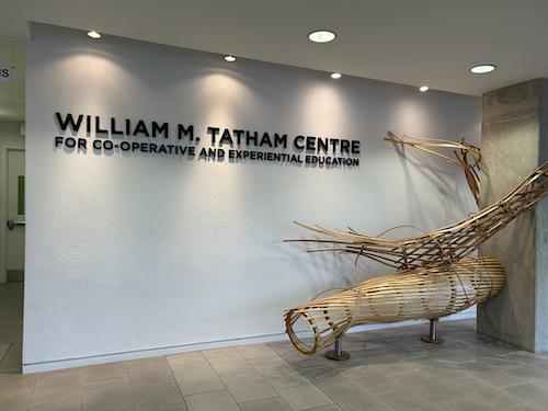 The updated sign in the lobby of the Tatham Centre.