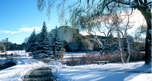 A scene of the University campus in winter.