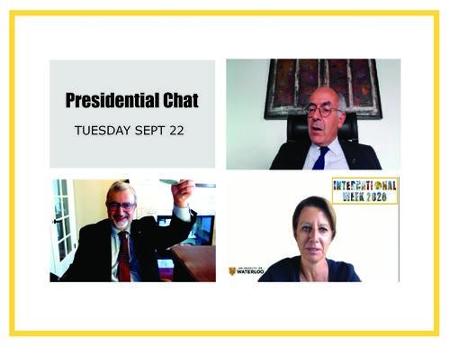  Presidential Chat Tuesday Sept 22, and screenshots from the virtual chat.