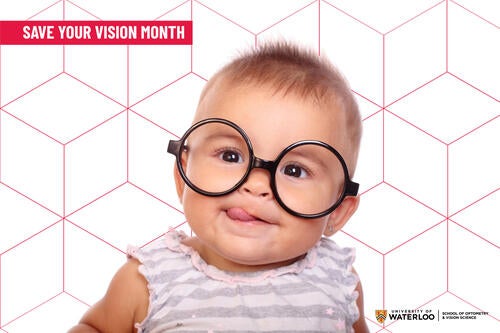 A baby wearing circle glasses