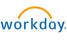 Blue Workday logo with orange arch