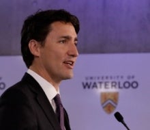 Prime Minister Justin Trudeau speaks at a recent visit to the University of Waterloo.