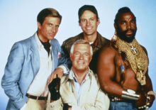 The principal cast of 80s tv show "The A-Team."