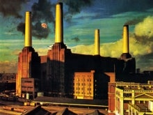 The album cover for Pink Floyd's Animals, showing Battersea Power Station.