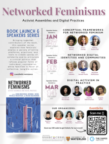 Networked Feminisms poster with the guest speakers for each session.