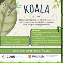 KOALA contact lens study banner featuring a cartoon koala.