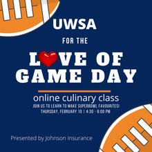 Love of Game Day banner image with football illustrations.
