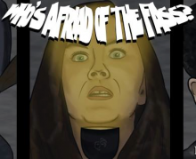 Image of a woman illuminating her face with a flashlight under the words "Who's afraid of the FASS?"