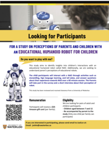 Educational Robot study featuring the NAO robot.