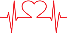 An EKG line with a heart-shaped symbol in the middle.