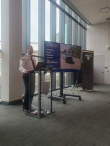 Police Chief Mark Crowell speaks at the connector event.