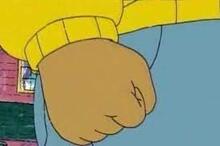 An image of the cartoon character Arthur's clenched fist, which became an internet meme.