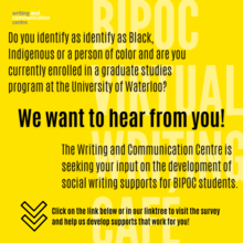 Writing and Communication Centre Survey Banner.