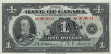 A 1935 Canadian dollar bill.
