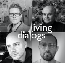 Living Dialogs banner featuring four podcast participants.