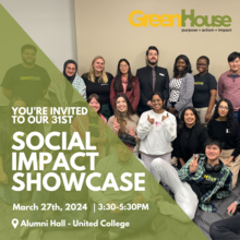 Social Impact showcase banner featuring GreenHouse students.