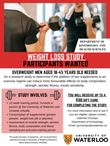 A weight loss study graphic featuring a man using dumbbells.