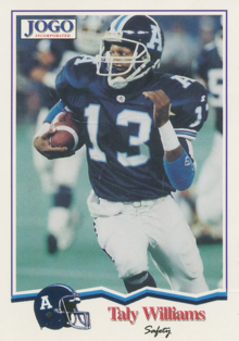 A football trading card featuring Taly Williams.