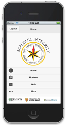 The academic integrity app as it appears on a smartphone.