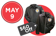 May 9 - $60 off - an image of two Waterloo leather jackets.