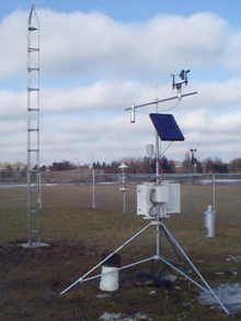 The weather station set up on the North Campus.