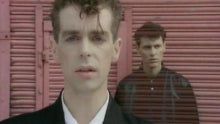 A still image from the Pet Shop Boys "West End Girls" music video.