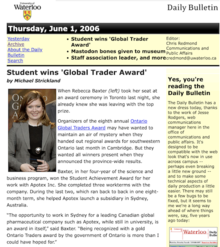 The first Daily Bulletin in June 2006 to appear after a major redesign.